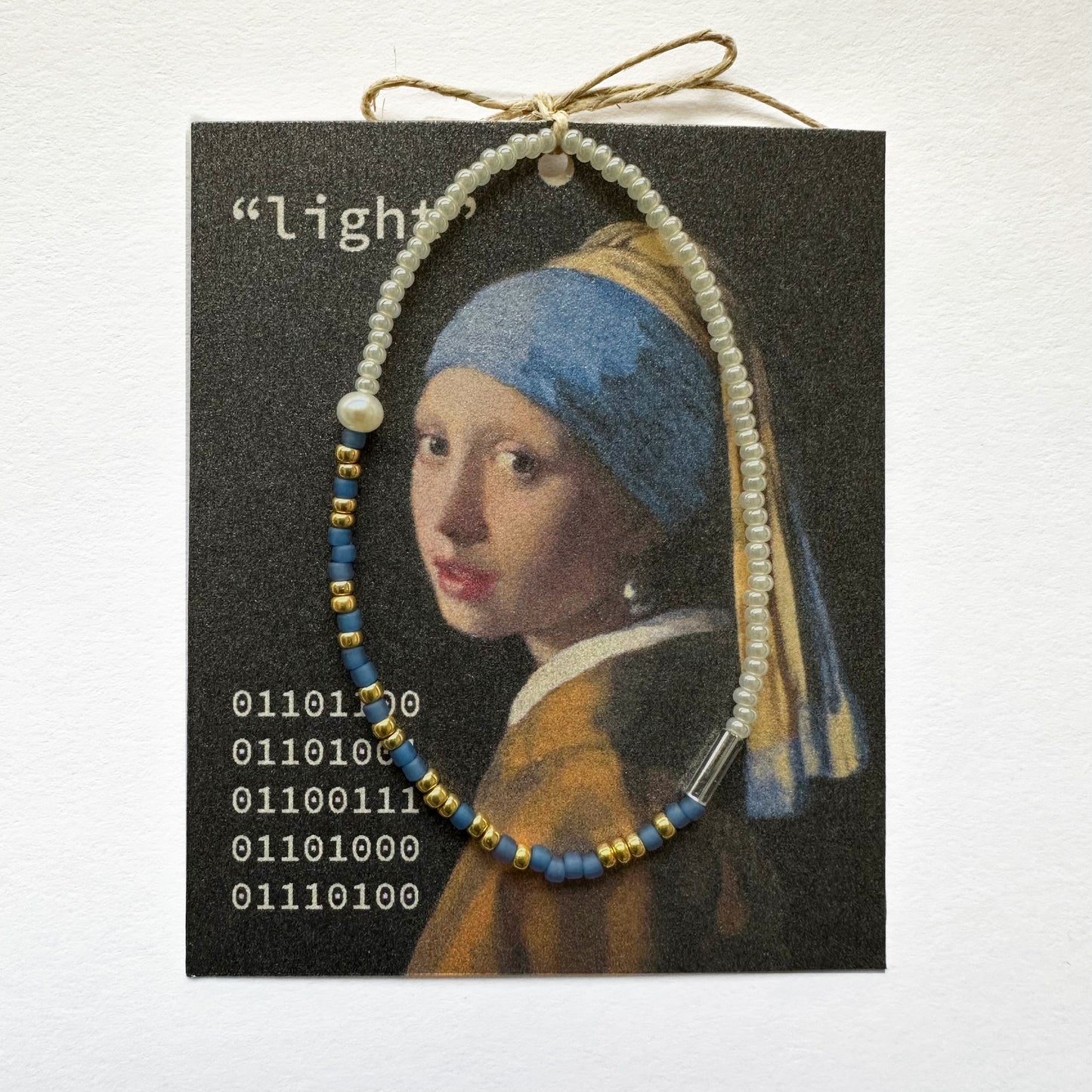 "light" Girl with a Pearl Earring binary code bracelet