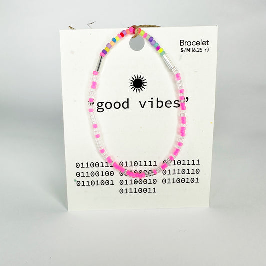 "good vibes" Binary Code Bracelet