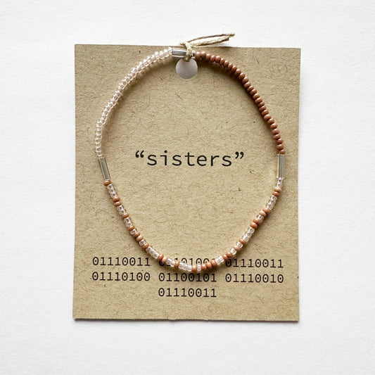 "sisters" Binary Code Bracelet